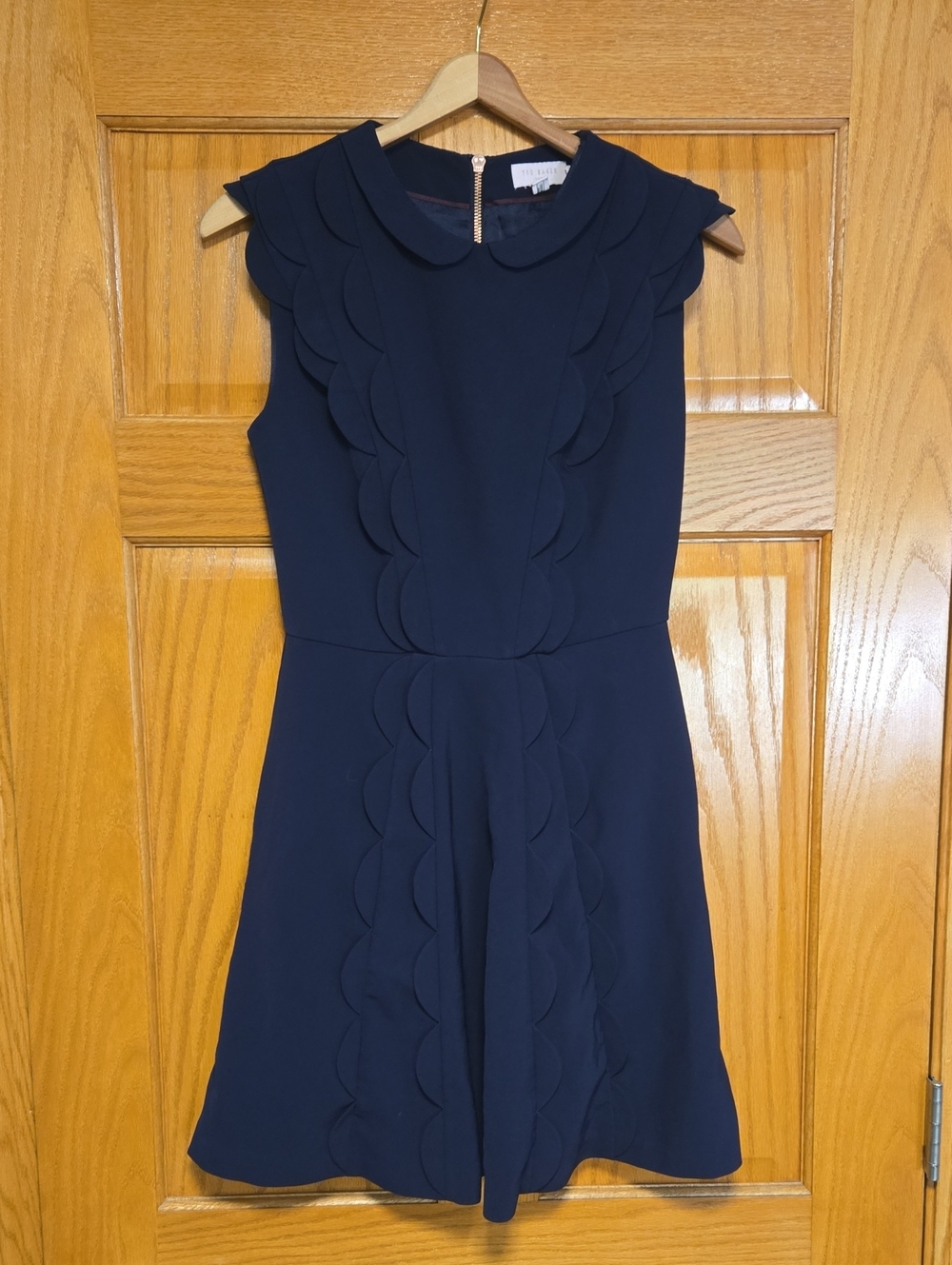 Ted Baker Navy Scallop-Trim A-Line Mini Dress